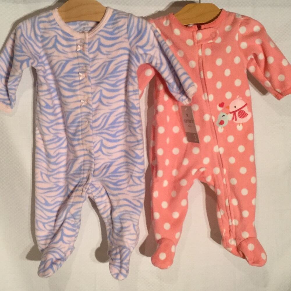 Carters girl fleece footie pjs 3m size in a bundle